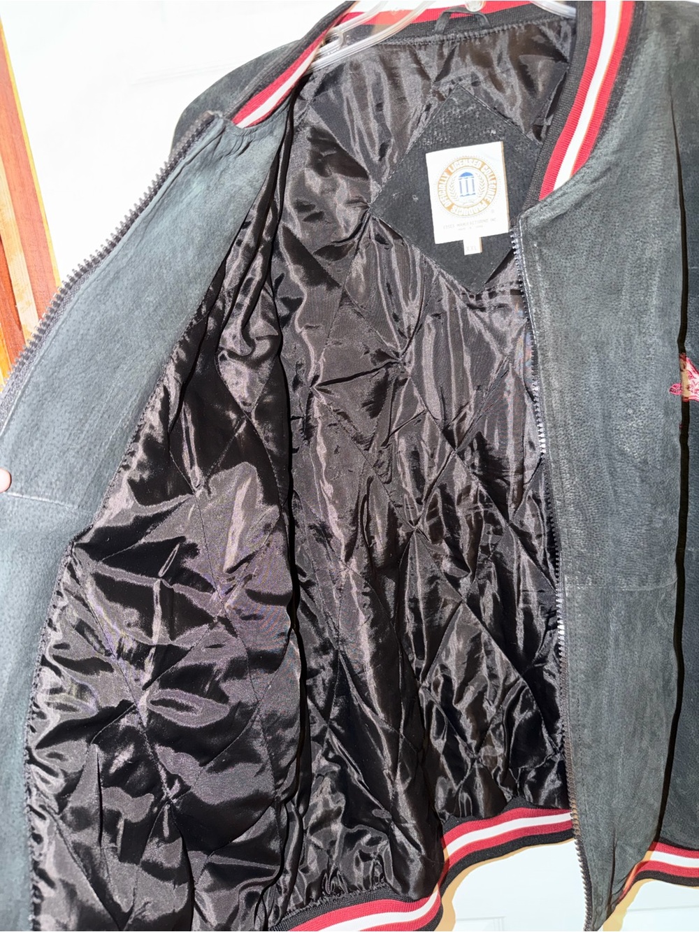 Vintage Essex Arkansas Razorbacks Suede Bomber Jacket XXL - Picture 7 of 11